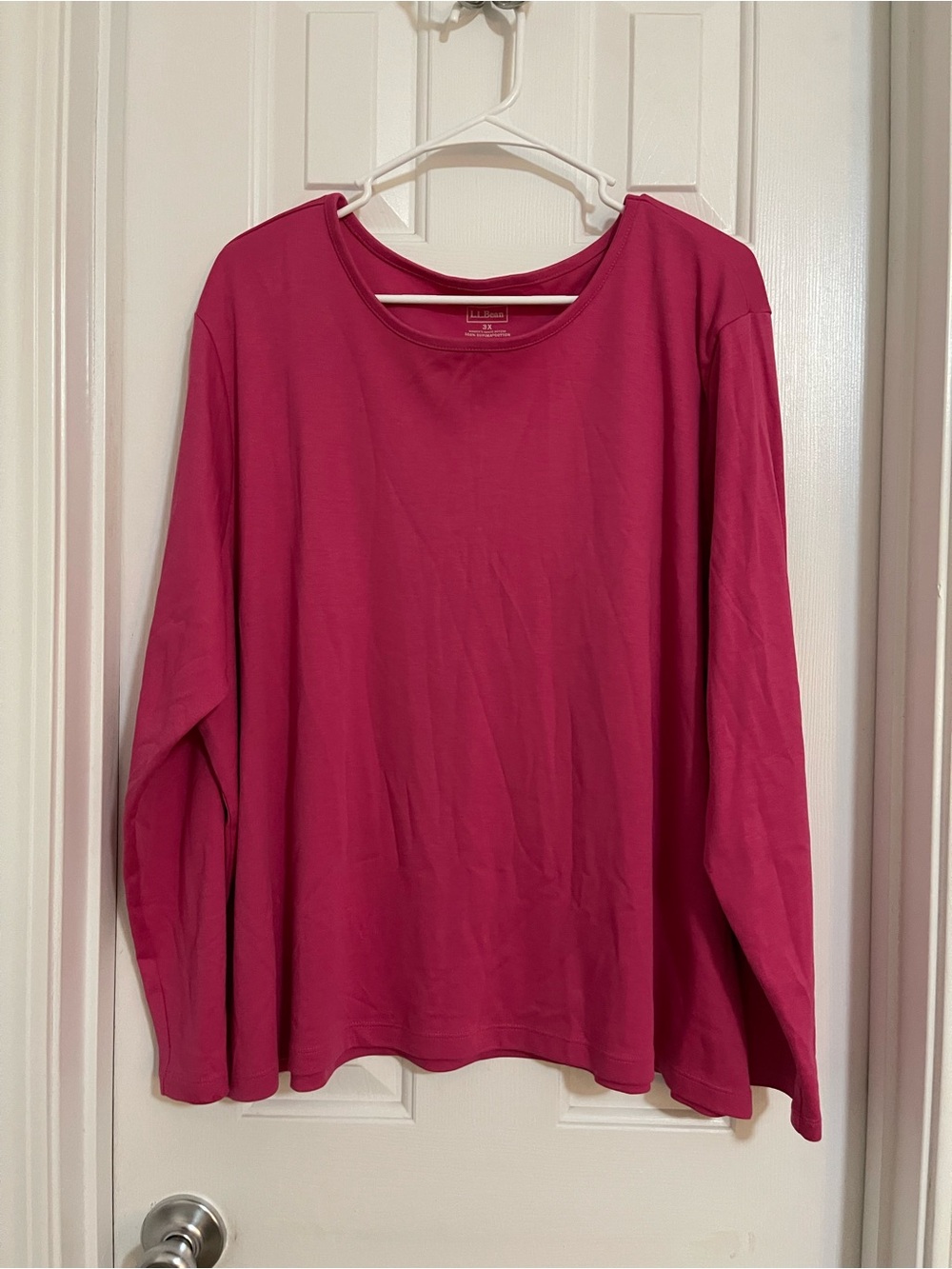 L.L. Bean Long-Sleeve Crewneck Top in Bright Fuchsia